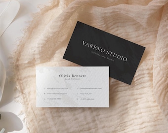 Black White  Business Card Template, Minimal Canva Editable Business Card, Modern Architectural Studio Card