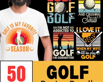 Golf T-Shirt Design Bundle: Funny Quotes, Clipart (PNG, SVG Digital Files)