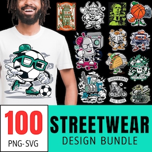 100 Streetwear Urban Design Bundle PNG - SVG | Hip-Hop T-Shirt Design Bundle | High Quality Print | Pop Culture | Trendy Urban Graphic png