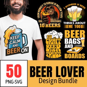 Beer Shirt Design Bundle - 50 PNG and SVG File | Funny Beer Sayings | Alcohol Quotes PNG | Beer Shirt Print | Beer Graphics | Beer Party Png