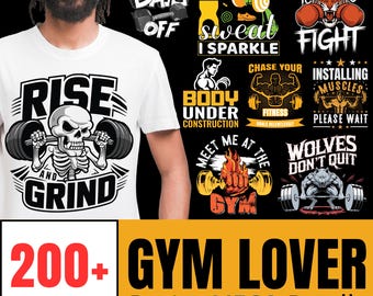 Gym Design Mega Bundle: 200+ Workout Fitness PNG SVG