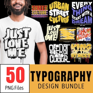 Bundel typografie T-shirtontwerp png | Grafische quotes stedelijke stijl | Criticus graffitivector | Motiverende citaten, png-bestand | Streetwear-typografie
