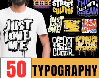 Urban Typography T-Shirt Designs: Streetwear PNG Bundle