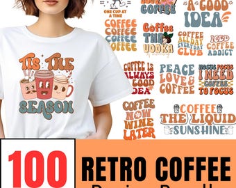 Retro Coffee T-Shirt Designs: PNG SVG Bundle