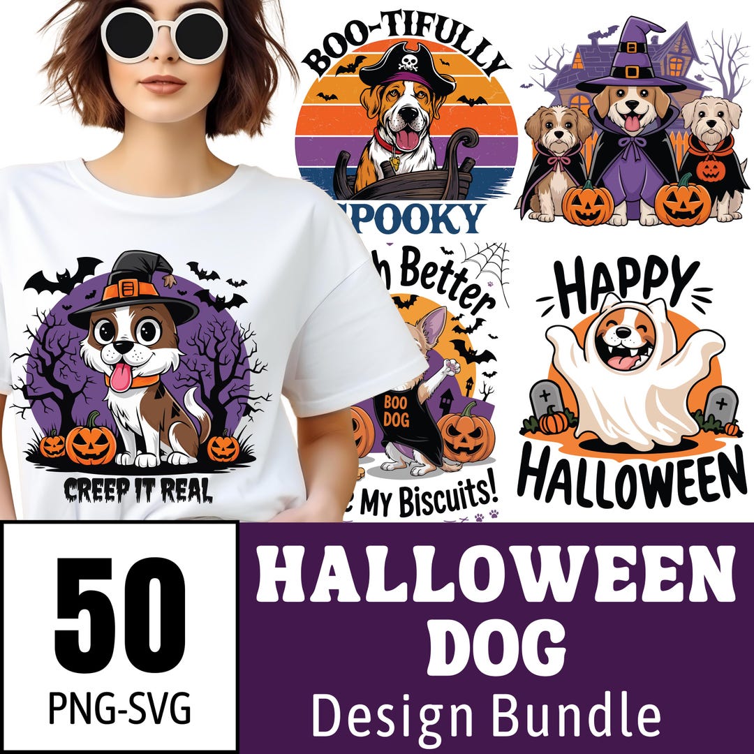 Halloween Dog Shirt Design Bundle: 50 PNG & SVG Files - Etsy