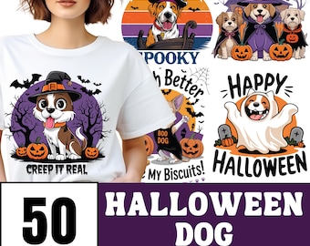 Halloween Hund Shirt Design Bundle: 50 PNG- und SVG-Dateien