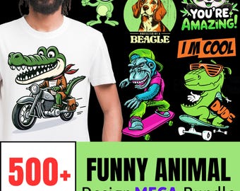 Lustiges Tier-T-Shirt-Design-Bundle: 500+ PNG- und SVG-Dateien