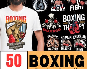 Paquete de diseño de boxeo: 50 gráficos PNG y SVG de luchadores