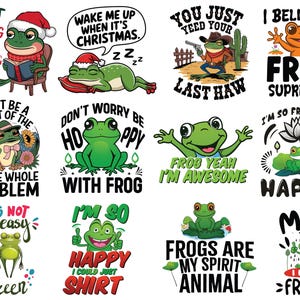 12 funny frog t-shirt designs.