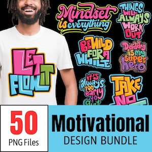 50 Graffiti Typography Vector Designs: Motivational PNG Bundle