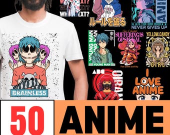 Diseños de camisetas de anime de estilo urbano: paquete PNG/SVG