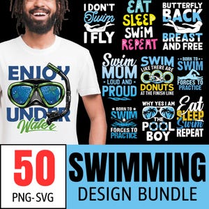 Designpaket för bad-T-shirts: 50 PNG- och SVG-filer