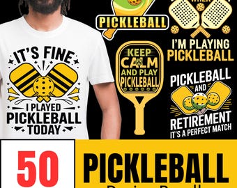 Pickleball T-Shirt Design Bundle: 50 PNG & SVG Files (Digital Download)