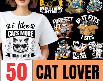 Lustige Katzen Designs Bundle: Sarkastische Katzen Zitate, T-Shirt SVG / PNG Dateien
