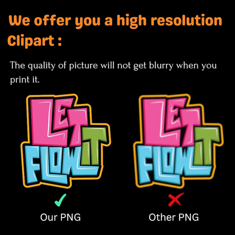 Comparison of high-resolution PNG design vs. low-quality competitor; ours is crisp and clear, while others appear blurry.