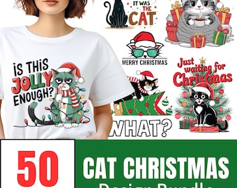 Katze Weihnachten Design Bundle: 50 PNG & SVG Dateien (Digitaler Download