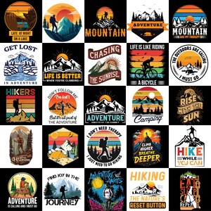 Another showcase of 25 adventure PNG designs, perfect for T-shirts, hoodies, and travel-inspired apparel."