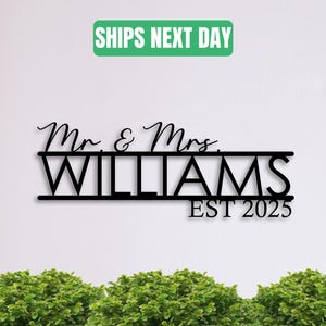 Custom Mr and Mrs Family Name Sign | Metal Last Name Sign | Family Established Sign | Metal Family Name Sign | Wall Decor | Wedding Gift |