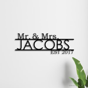 Custom Mr and Mrs Family Name Sign | Metal Last Name Sign | Family Established Sign | Metal Family Name Sign | Wall Decor | Wedding Gift