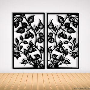 Paravent floral en métal : oeuvre d&#39;art pour jardin design branche