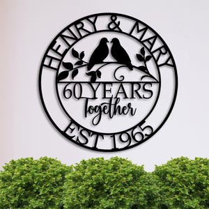 60th Anniversary Gift, Parents Anniversary, Wedding Gift, Golden Anniversary, 50 Year Anniversary Sign, Wedding Anniversary Metal Wall Art