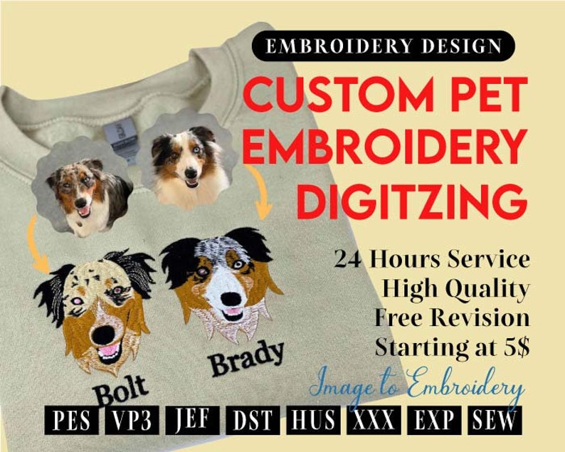 Custom Dog Portrait Embroidery From Photo Sweatshirt, Line Art Tshirt, Outline Photo Sweatshirt