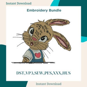 Easter Bunny Rabbit Embroidery Design Bunny Ears Embroidery File Cute Bunny Pattern File Bunny Face Machine Embroidery Design File