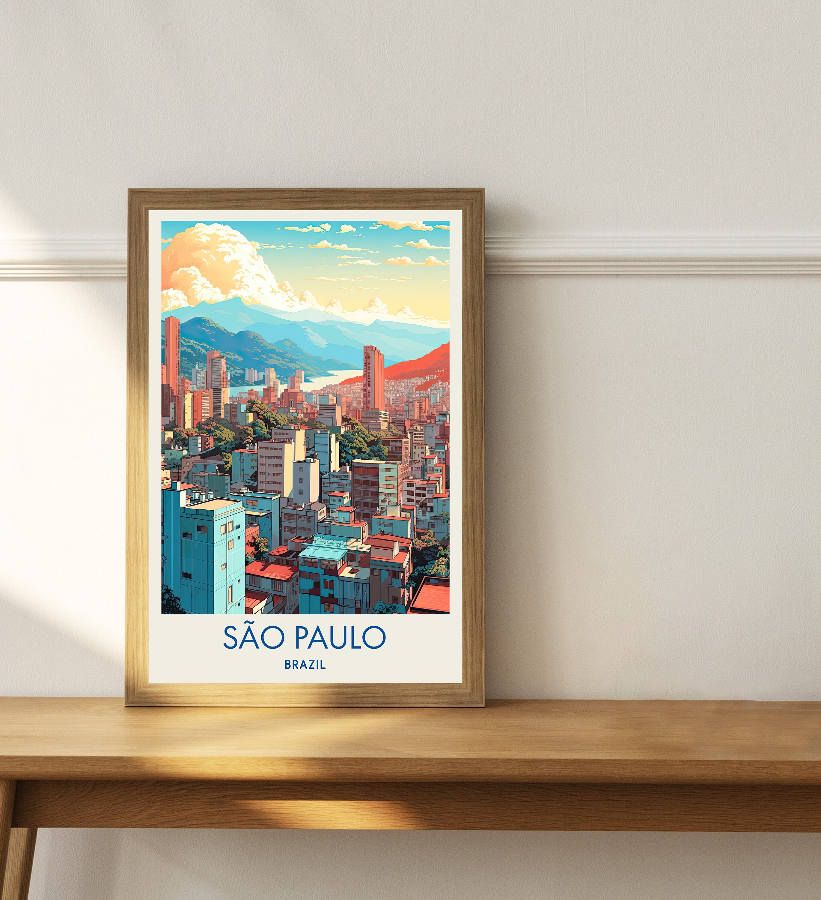 Sao Paulo Brazil Retro Art Print Sao Paulo Wall Art -  Norway