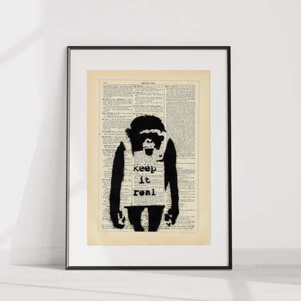 Banksy, page de livre, image vintage, image insolite, idée cadeau, peinture murale, décoration d'image, impression d'art, impression de livre, collage, image A4, graffiti