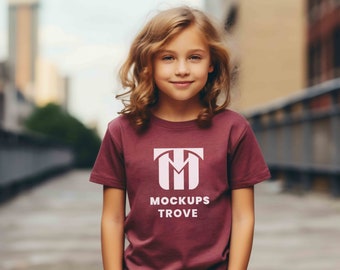 Gildan 5000B Mockup, Kinder Maroon T-Shirt Mockup, 5000B Mockup, Gildan T-Shirt Mockup, Kinder Mockup, Kinder T-Shirt Mockup, Gildan Model