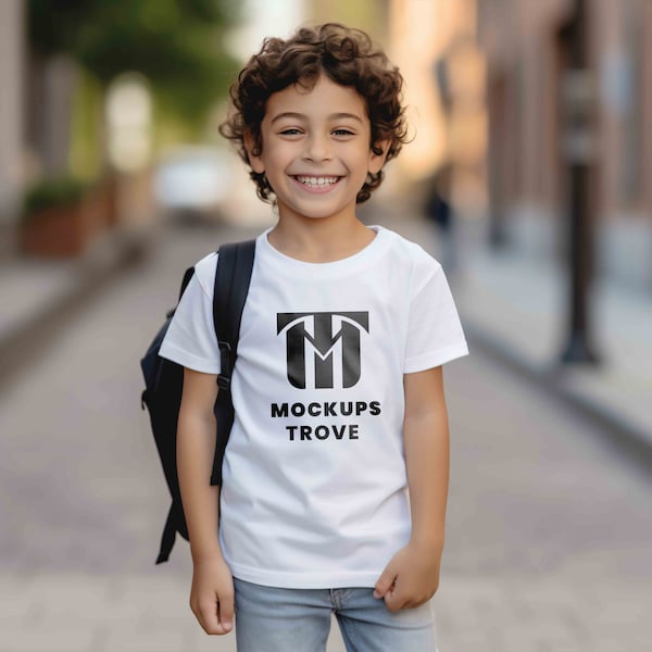 Back to School Mockup, Bella Canvas 3001Y, White T-shirt Mockup, Summer Mockup, Kids T-shirt Mockup, Kids School T-shirt Mockup