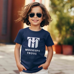 Kids T-shirt Mockup Gildan 5000B, Navy Blue T-shirt Mockup, 5000B Mockup, Kids Mockup, Lifestyle Mockup, Summer Mockup, Digital Mockup