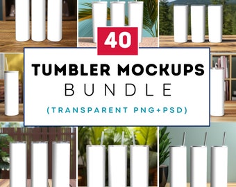 40 Tumbler Mockups Bundle, Skinny tumbler mockups, 20oz tumbler mockups, 20oz skinny tumbler, Tumbler PNG, Tumbler PSD, Transparent PNG