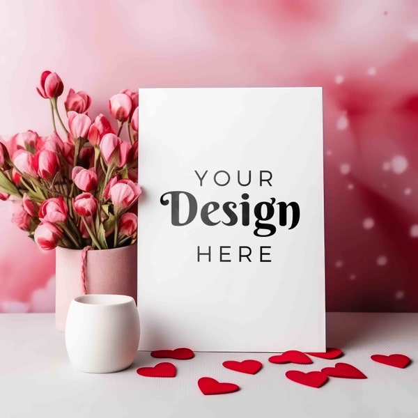 Valentine's Day Card Mockup, Valentine Card, Boho Mockup, Greeting Card Mockup, Lifestyle Mockup, Valentine Mockup, Stationery Mockup