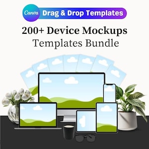 200+ Canva-modeller av enheter | Mallar för iPhone, iPad och laptop | Redigerbara Canva-produktmodeller för Etsy och digitala kreatörer