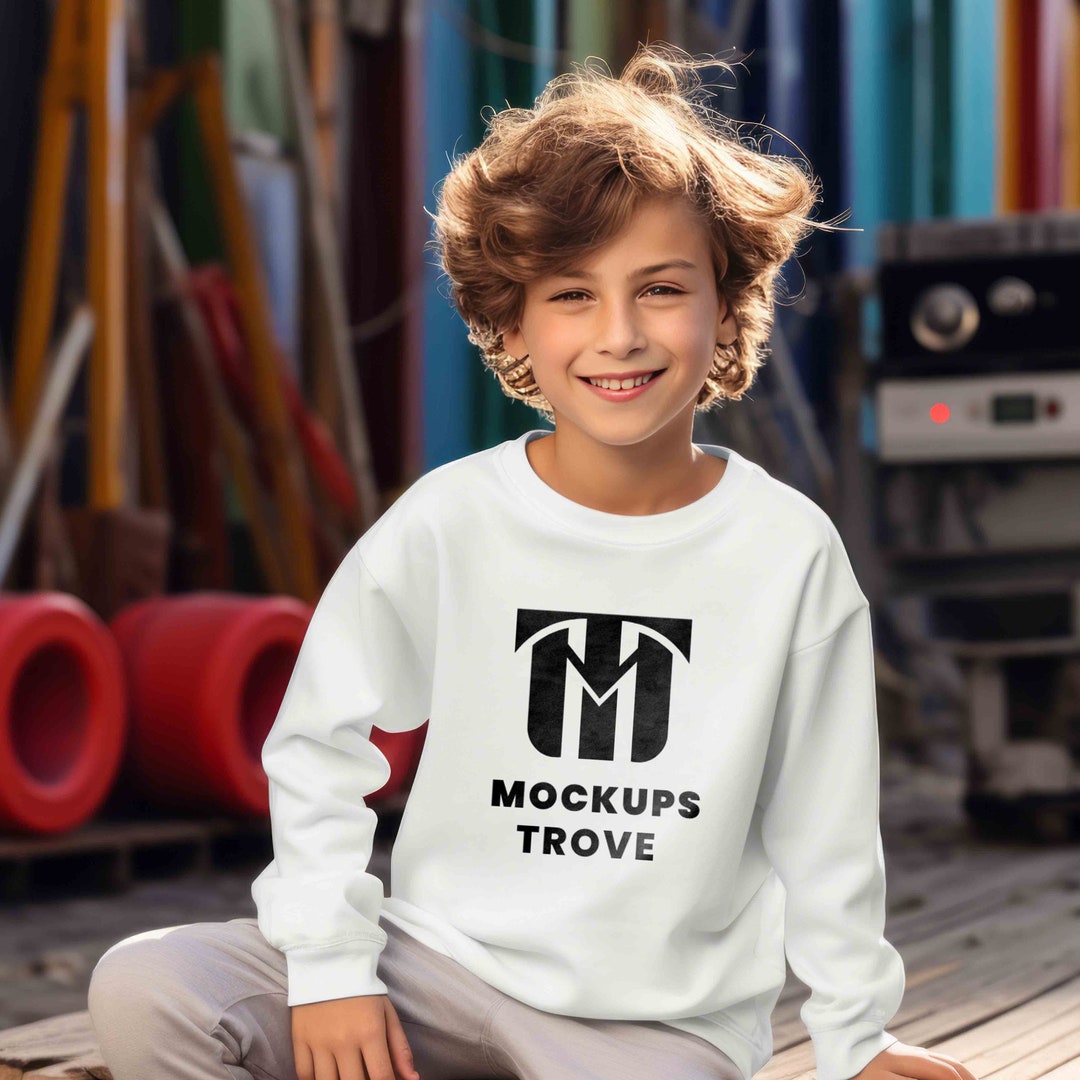 Gildan 18000B Kids Sweatshirt Mockup Kids White Sweatshirt - Etsy