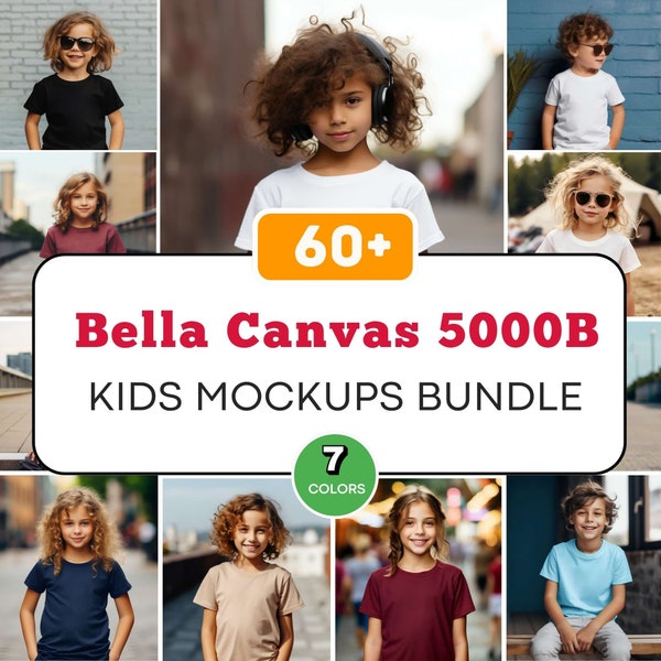 Kids T-shirt Mockups Bundle, Gildan 5000B Mockups Bundle, Kids Mockups Bundle, Gildan Model Mockup, 5000B Mockups Bundle, Kids T-shirt Mocks