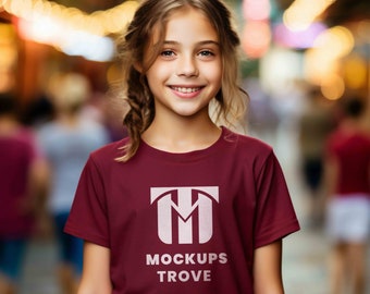 Gildan 5000B Mockup, Kinder Maroon T-Shirt Mockup, 5000B Mockup, Gildan T-Shirt Mockup, Kinder Mockup, Kinder T-Shirt Mockup, Gildan Model