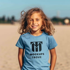 Kids T-shirt Mockup Gildan 5000B, Columbia Blue T-shirt Mockup, 5000B Mockup, Kids Mockup, Lifestyle Mockup, Summer Mockup, Digital Mockup