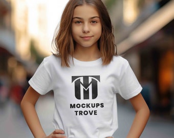 Gildan 5000B Mockup, Kinder weißes T-Shirt Mockup, 5000B Mockup, Gildan T-Shirt Mockup, Kinder Mockup, Kinder T-Shirt Mockup, Gildan Model