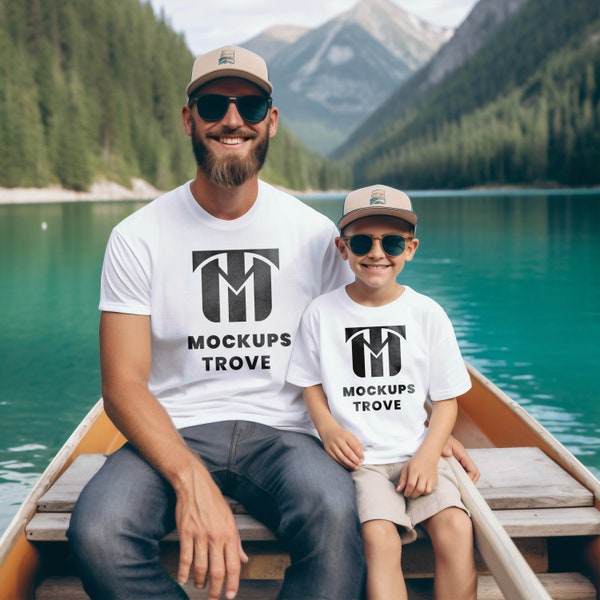 Daddy and Me White T-shirt Mockup Bella Canvas 3001, Dad and Son tee, Cool father shirt, Toddler Mockup,  Father and Son shirt, BC 3001T