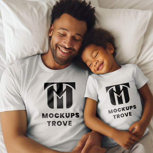 Adorable Daddy and Me Mockup Bella Canvas 3001, Realistic mockup, father and baby matching outfits, dad and baby shirt, dad baby matching
