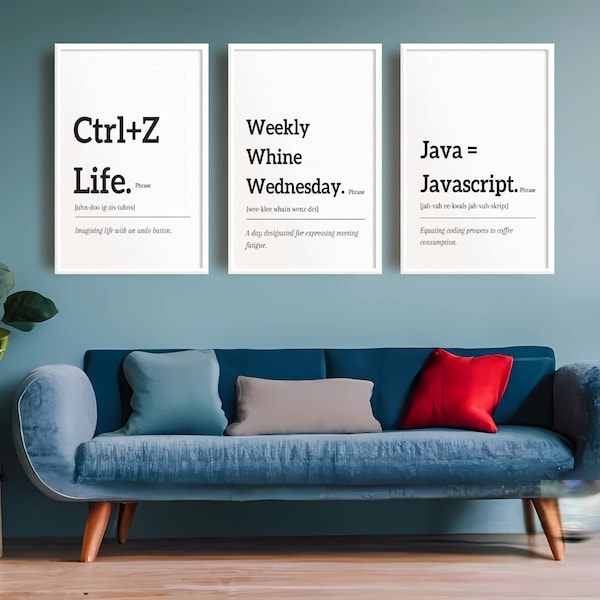 Office Wall Art Set | 50 PRINTABLE | Home Office Jokes Decor | Work From Home Art Prints | Definition Prints | Office Wall Decor