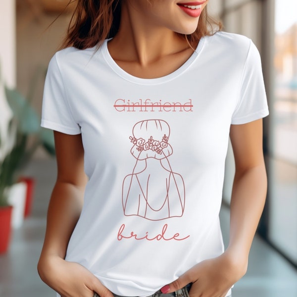 Eternal Love Blossom: From 'Girlfriend' to 'Bride' Valentine's Day Special T-Shirt, engagement tshirt, engaged couple, fiancee gift