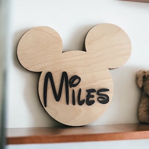 Wooden Mickey Name Sign