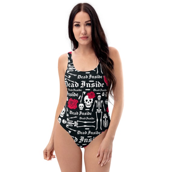 Goth Dead Inside One-Piece Swimsuit