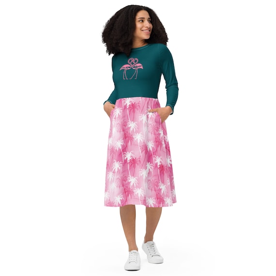 Flamingo Love Long Sleeve Dress