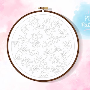 Daisies embroidery beginner pattern PDF ~ Hand Embroidery Design  ~ Beginners Embroidery Pattern  ~ PDF Embroidery Pattern