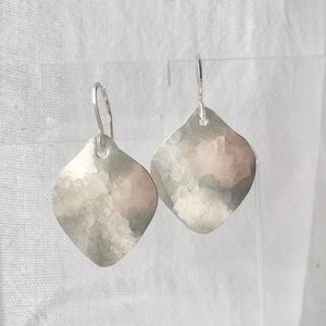 Hammered Fine Pure Silver Moroccan Tile Earrings: Unique with Argentium Silver Earhooks, Handmade
