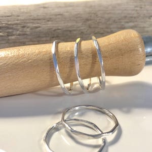Argentium Sterling Silver Stacking Rings: Hammered Handmade Set of 3